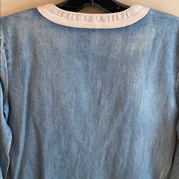 J Crew Denim Caftan Embroidered Tunic Size 00 - Picture 9 of 10